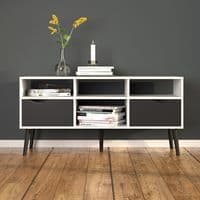Calvino Display Cabinet in High Gloss White & Walnut - furniturefactor.co.uk