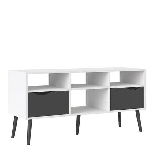 Anslo White & Black Matt Wide 2 Drawer, 4 Shelf TV Unit FG7047539149GM