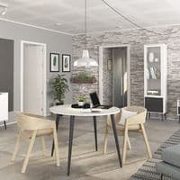 Calvino Display Cabinet in High Gloss White & Walnut - furniturefactor.co.uk