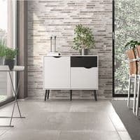Calvino Display Cabinet in High Gloss White & Walnut - furniturefactor.co.uk