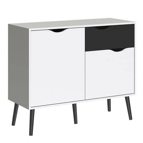Anslo White & Matt Black 2 Door, 1 Drawer Sideboard FG7047538749GM
