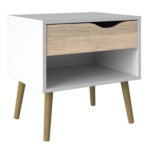 Anslo White & Oak 1 Drawer Bedside FG7047539449AK