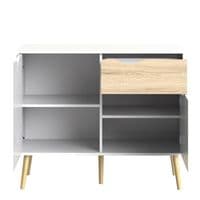 Calvino Display Cabinet in High Gloss White & Walnut - furniturefactor.co.uk