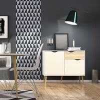 Calvino Display Cabinet in High Gloss White & Walnut - furniturefactor.co.uk