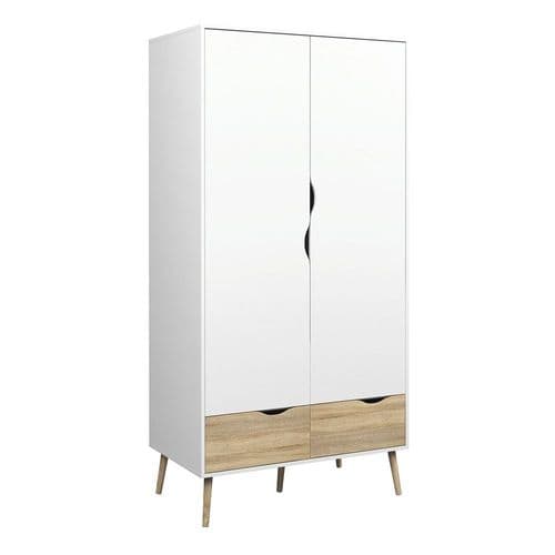 Anslo White & Oak 2 Door, 2 Drawer Wardrobe FG7047539649AK