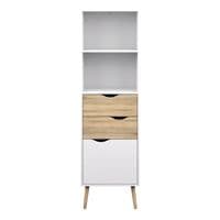 Calvino Display Cabinet in High Gloss White & Walnut - furniturefactor.co.uk
