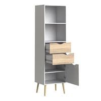 Calvino Display Cabinet in High Gloss White & Walnut - furniturefactor.co.uk