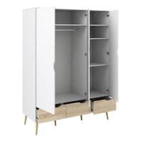 Calvino Display Cabinet in High Gloss White & Walnut - furniturefactor.co.uk