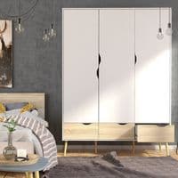 Calvino Display Cabinet in High Gloss White & Walnut - furniturefactor.co.uk