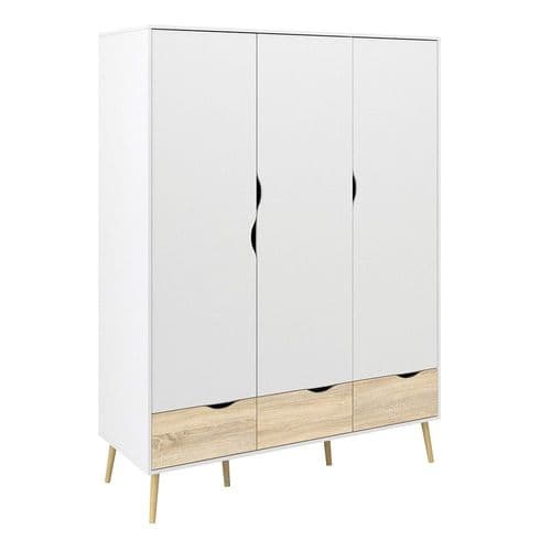 Anslo White & Oak 3 Door, 3 Drawer Wardrobe FG7047546849AK