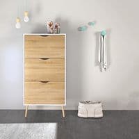 Calvino Display Cabinet in High Gloss White & Walnut - furniturefactor.co.uk