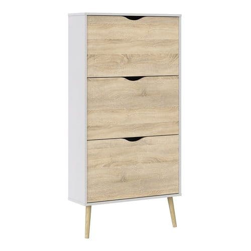 Anslo White & Oak 3 Drawer Shoe Cabinet FG7044107449AK