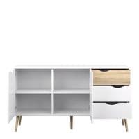 Calvino Display Cabinet in High Gloss White & Walnut - furniturefactor.co.uk