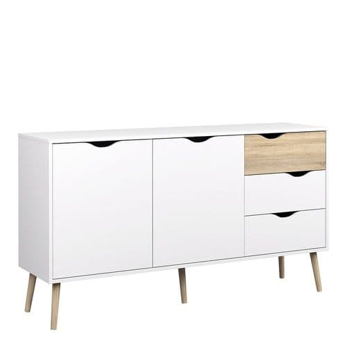 Anslo White & Oak Large 3 Drawer, 2 Door Sideboard GM7047538149AK