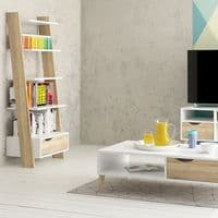 Calvino Display Cabinet in High Gloss White & Walnut - furniturefactor.co.uk