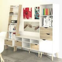 Calvino Display Cabinet in High Gloss White & Walnut - furniturefactor.co.uk