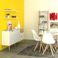Calvino Display Cabinet in High Gloss White & Walnut - furniturefactor.co.uk