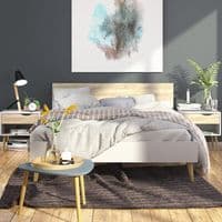 Calvino Display Cabinet in High Gloss White & Walnut - furniturefactor.co.uk