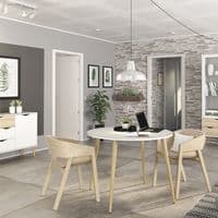 Calvino Display Cabinet in High Gloss White & Walnut - furniturefactor.co.uk