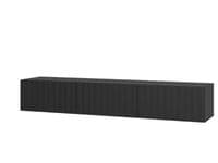 Antibes Black Slat Effect Wall Mounted Floating Wide 192cm Large TV Entertainment Unit 11014662 RZ