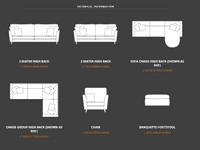 Antigua Right Hand Chaise in Multiple Fabrics LEBUS