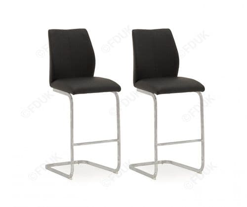 Aquileia Black Faux Leather With Chrome Cantilever Design Bar Stool (Pair) 218VD375