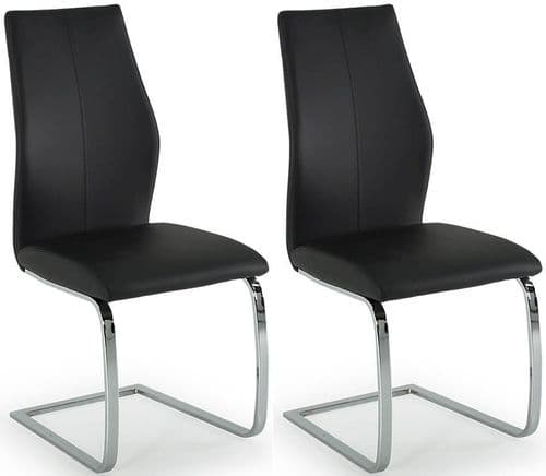 Aquileia Black Faux Leather With Chrome Cantilever Design Dining Chair (Pair) 218VD382