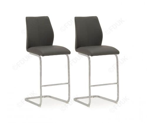 Aquileia Grey Faux Leather With Chrome Cantilever Design Bar Stool (Pair) 218VD376