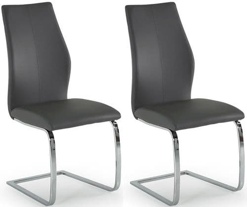 Aquileia Grey Faux Leather With Chrome Cantilever Design Dining Chair (Pair) 218VD383