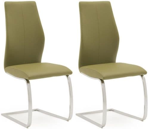 Aquileia Olive Faux Leather With Chrome Cantilever Design Dining Chair (Pair) 218VD384