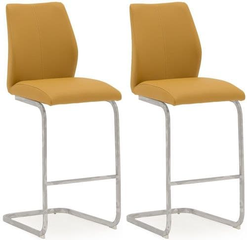Aquileia Pumpkin Faux Leather With Chrome Cantilever Design Bar Stool (Pair) 218VD378