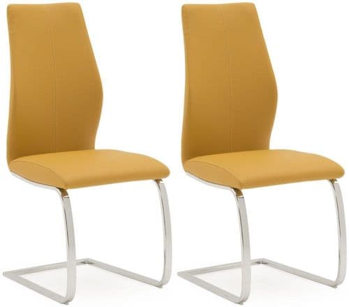 Aquileia Pumpkin Faux Leather With Chrome Cantilever Design Dining Chair (Pair) 218VD385