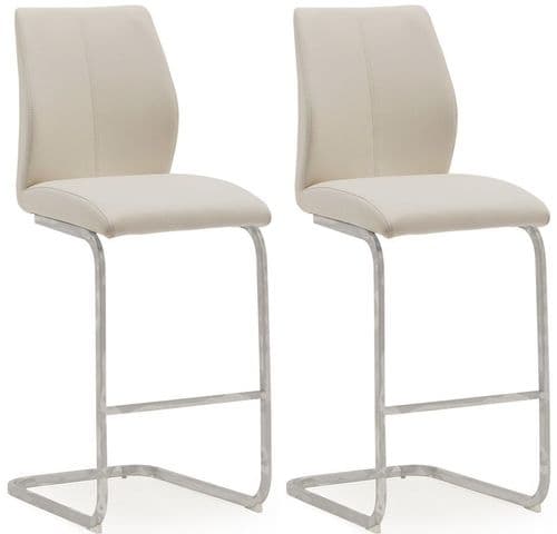 Aquileia Taupe Faux Leather With Chrome Cantilever Design Bar Stool (Pair) 218VD379