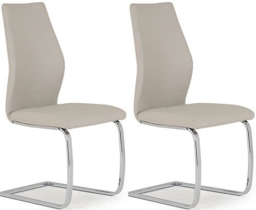 Aquileia Taupe Faux Leather With Chrome Cantilever Design Dining Chair (Pair) 218VD386