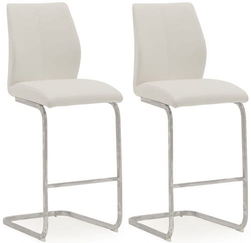 Aquileia White Faux Leather With Chrome Cantilever Design Bar Stool (Pair) 218VD380