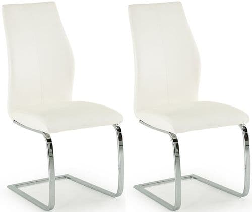 Aquileia White Faux Leather With Chrome Cantilever Design Dining Chair (Pair) 218VD387
