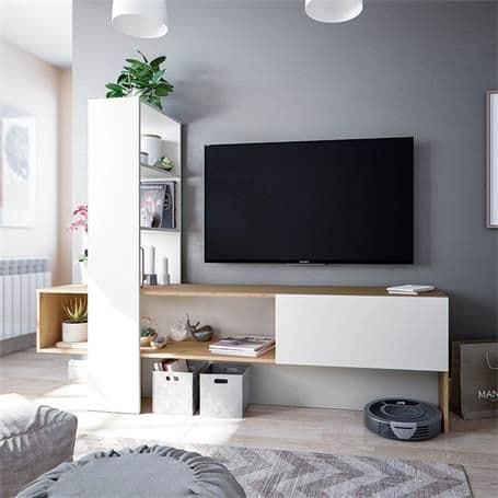 Arala Nordis Oak Effect and Arctic White TV Unit Cabinet - 016619W S/O