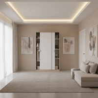 Arizona Artic White and Oak Effect Small Narrow Sliding 2 Door Wardrobe 120cm Wide - TOP120F