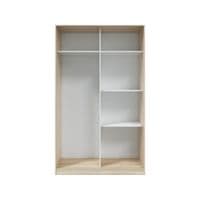 Arizona Artic White and Oak Effect Small Narrow Sliding 2 Door Wardrobe 120cm Wide - TOP120F