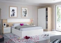 Arizona Artic White and Oak Effect Small Narrow Sliding 2 Door Wardrobe 120cm Wide - TOP120F