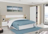 Arizona Artic White and Oak Effect Small Narrow Sliding 2 Door Wardrobe 120cm Wide - TOP120F