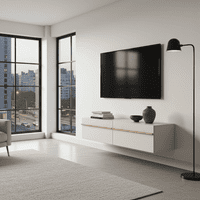 Arles Cashmere And Oak Effect Wall Mounted Floating Wide Large TV Entertainment Unit 11013551 RZ