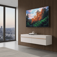 Arles Cashmere And Oak Effect Wall Mounted Floating Wide Large TV Entertainment Unit 11013551 RZ