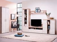 Arno Grey And White Oak Effect Entertaiment Media Centre Wall TV Cabinet - 11008760 S/O