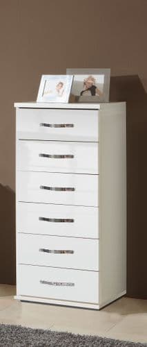 Arosa Narrow Chest of Drawers White Gloss 060318