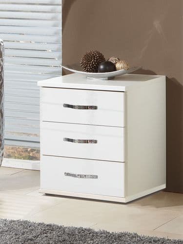 Arosa White Gloss 3 Drawer Bedside 060317