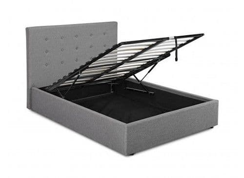 Arras Grey Upholstered Fabric Double Ottoman Bed 17LD184