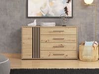 Ascalon Artisan Oak Effect And Black 4 Drawer Sideboard Dresser - 11013063 RZ