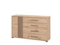 Ascalon Artisan Oak Effect And Black 4 Drawer Sideboard Dresser - 11013063 RZ