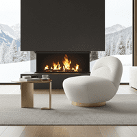 Ashcombe Ivory Boucle Fabric Swivel Accent Lounge Chair - 25LD